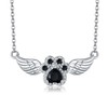 UCADRIT Paw Print Wings Necklace Sterling Silver Pet Paw Print