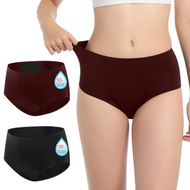 Carer Incontinence Underwear for Women Washable Leak Proof Underwear for Women Reusable Bladder Leak Underwear for Womens Incontinence Postpartum Leakage Protective Panties 50ML to 100ML, 2 Pack, 2XL