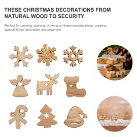 ledmomo Christmas Ornaments Wooden Mini Wood Chip Snowflake Angel Reindeer Socks Candy Bell Tree Hat 100pcs