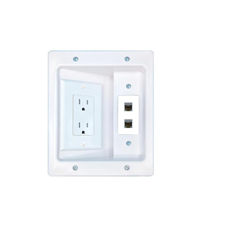RiteAV 2 CAT6A Recessed Wall Plate Cable Concealer Management Kit
