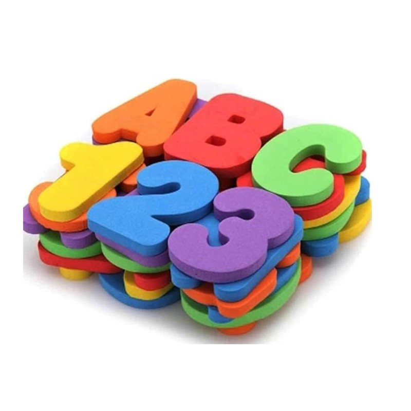 36Pcs/Set Bath Toy,Floating Alphanumeric Letters Puzzle Soft Numbers Bathroom Sticker