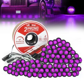 Ledvillage 100 Pcs 3/4 Inch Side Marker Purple Light with Connector and 2 Prong Harness Roll Female Plugs (100 Counts) Indicator Light, Clearance Light for Truck Trailer Pickup