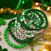 SHINUS BOHO St.Patrick's Day Green Beaded Bracelet for Women Men