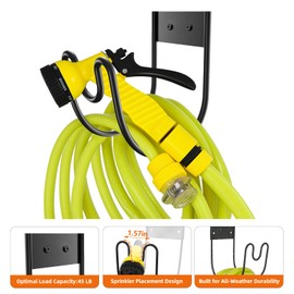 JUVAENY Metal Garden Hose Holder Wall Mount for Outside - Heavy Duty Outdoor Water Hose Hanger, Weatherproof Hose Holder for Garden, Yard, Garage Accessories