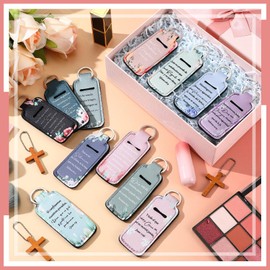Heigble 36 Pcs Lipstick Holder Christian Key Chain Bulk Lip Balm Holder with Metal Ring Lipstick Lip Gloss Pouch Religious Party Bible Inspiration Gift for Women Man(Spanish)