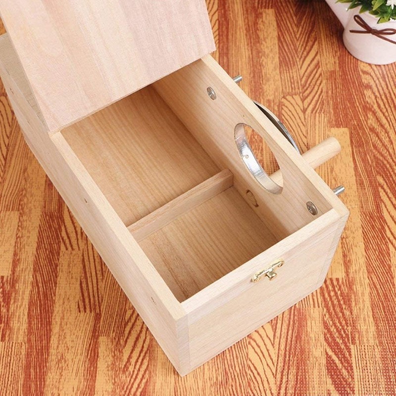 YJJKJ Pet Wood Parakeet Nest Box Bird House Breeding Nesting
