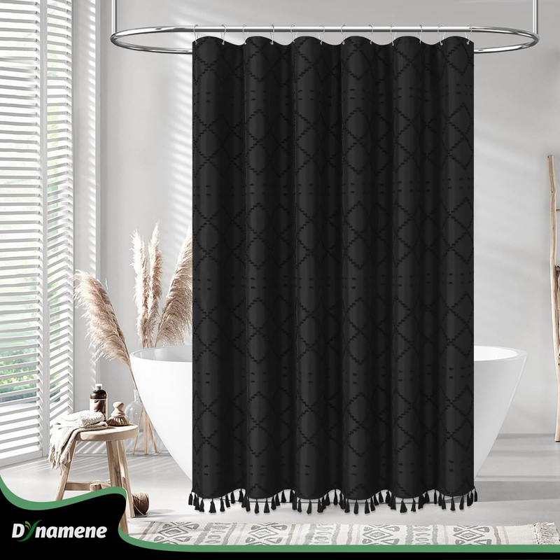 Dynamene Extra Long Shower Curtains, 96 Inch Long Boho Chenille