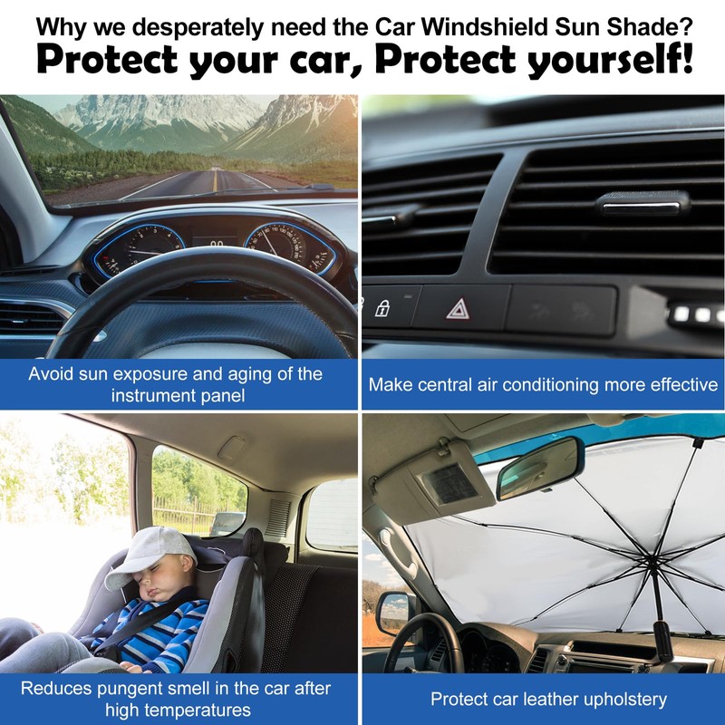 Riakrum Patriotic Eagle American Flag Car Windshield Sun Shade Umbrella