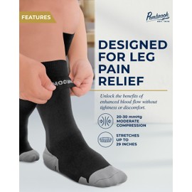 Pembrook Plus Size Compression Socks Wide Calf - Up to 6XL | Black Women's Wide Calf Compression Socks