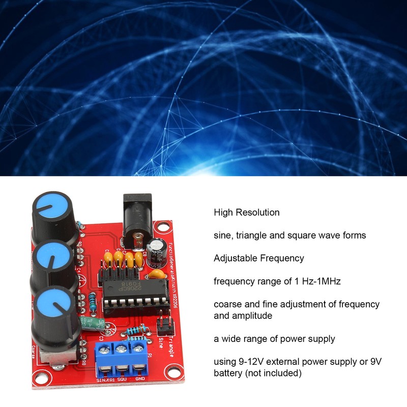 2Pcs Signal Generator Kit Sine Triangle Square Output 1Hz‑1MHz 9‑12V