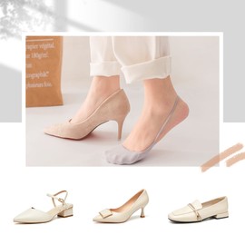 Caudblor 6 Pairs of Ankle Socks Women's Toe Socks Invisible Cotton Toe Cap Forefoot Pad Black Beige High Heel Cushion Shoe Insoles 36-39 39-42, DD