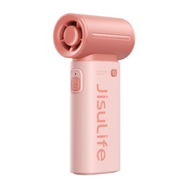 JISULIFE Handheld Fan Life9, Powerful Portable Turbo Fan [22H Max Cooling Time], 40000 RPM Hight Speed, 5000mAh USB Rechargeable Fan Mini Fan with 5 Speeds for Women Men Travel Camping Outdoor Pink