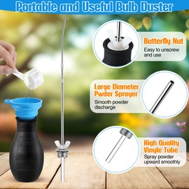 Qualirey Diatomaceous Earth Powder Duster, 9" to 22" Retractable Garden Powder Applicator Dispenser, 8 oz Bulb Duster Sprayer Insect Duster for Home Powder for Organic Gardening Agricultural Supply