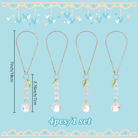 DELORIGIN 4pcs Sun Catcher Car Accessories Crystals Lily of The Valley Car Hanging Ornament Flower View Mirror Car Charm Lanyards Beaded Decor Pendent for Window Car Home Door Frame Balcony