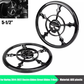 Unbranded Gloss Black 5-1/2" Speaker Grill Cover Trim ABS For Harley Street Glide FLHXS