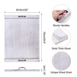 uxcell Wood Stove Top Cover Board 30 x 22 Inch Cutting Board Stove Top Cover with Handles, Wooden Stovetop Cover for Gas Stove, Kitchen Countertop, White