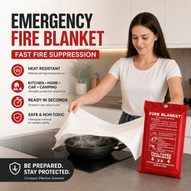 Emergency Fire Blanket for Home & Outdoor Safety – Fiberglass Flame-Retardant Cover for Kitchen, Car & Camping