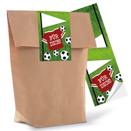Logbuch-Verlag 10 Small Football Gift Bags Children's Bag Party Bag Boys For You Fan Item Football Decoration Birthday Bag 14 x 22 x 5.6 cm