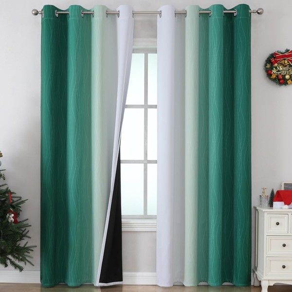 VEHEDE Ombre Blackout Curtains for Bedroom 96 Inch Drop, Thermal