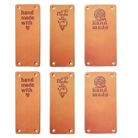 Juland Pack of 60 Handmade Artificial Leather Labels Tags PU Clothing Bag Sewing DIY Clothes Labels Rectangle Sewing Woven Labels Leather Label Signs Patches Handmade - 2.5 x 5 cm - 3 Styles