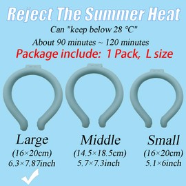 Neck Cooling Tube, Neck Cooler Ring, Neck Cold Pack, Reusable Neck Cooler, Heat Cooling Collar, Summer Heat Relief for Hot Flashes and Fever (Blue L Diameter-7.87inch)