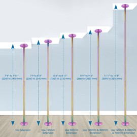 AW 11 FT 45mm Dance Pole Kit Static Spinning Strip Pole with Extensions for Home Gym Party Club Exercise Fitness Colorful, Max Load 1102 Lbs