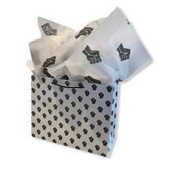 Makena Prints Black Power Gift Bags Size: 13" x 10.47" x 5.75". Holds up to 8lbs. Suitable for Birthdays, Baby Showers, Weddings, and more. Black, White (White)