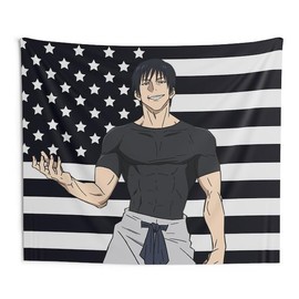 Toji Black USA America Flag Tapestry - Anime Funny Room Merch - Backdrop Tapestry Jujutsu Kaisen Aesthetic - Gift for Toji Wifu - Color: 40x30in