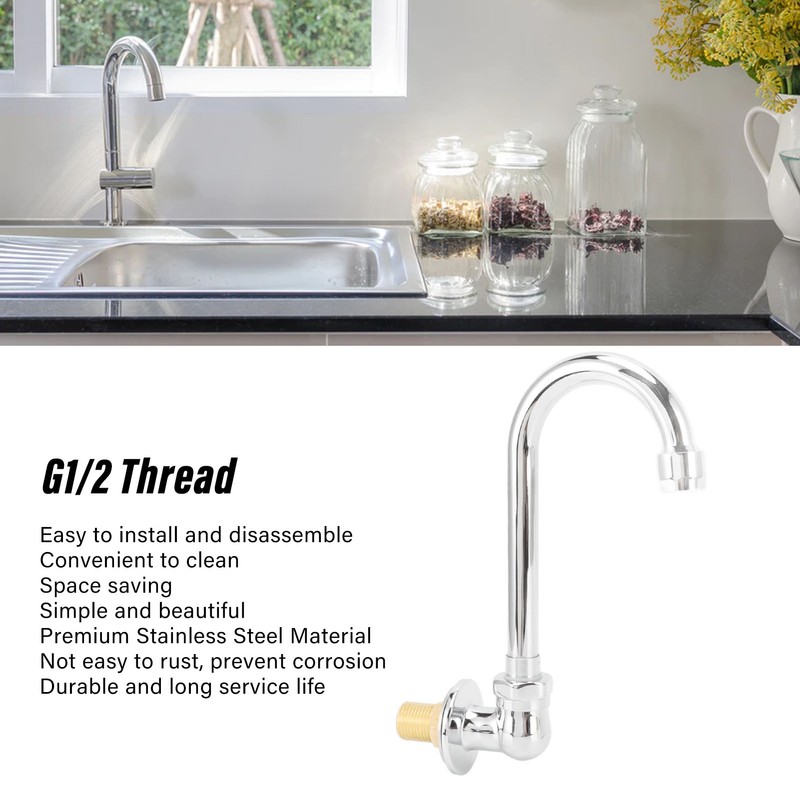 Foot Pedal Faucet Stainless Steel G1/2 Thread Wall Mounted Knee