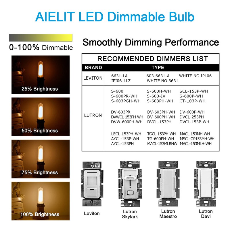 AIELIT T10/T30 Frosted LED Light Bulb 25 Watt Equivalent, Warm