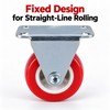 4-Pack 1.5-Inch Red Fixed Caster Wheels – Metal Plate Mount