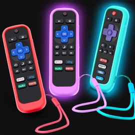 3Pack Case for Roku Remote, Cover for Hisense/TCL Roku TV Steaming Stick/Express Universal Replacement Controller Silicone Sleeve Skin Glow in The Dark Blue Red Purple
