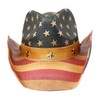 Vintage Tea-Stained USA American Flag Cowboy Hat w/ Western Shape-It