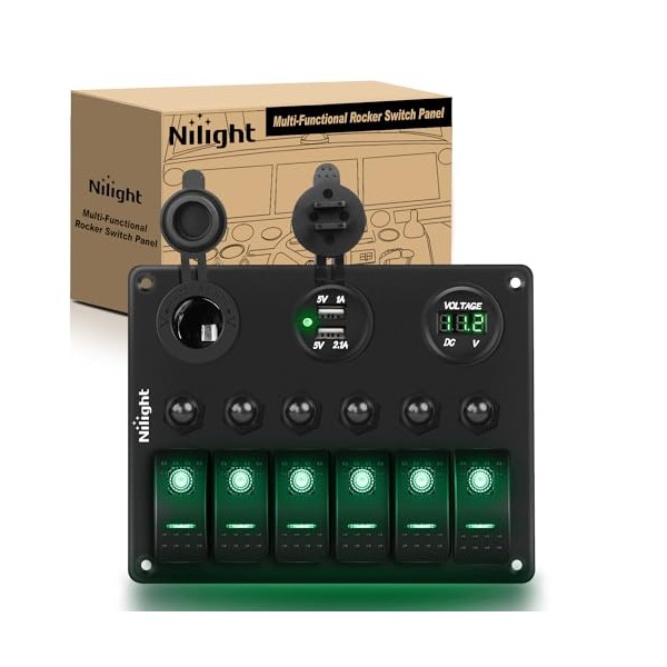 Nilight Nilight - 90123F 6 Gang ON Off Rocker Switch