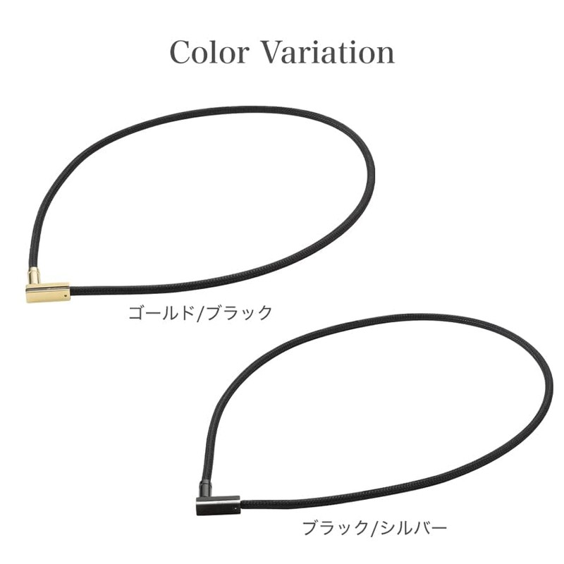 phiten(ファイテン) ネックレス RAKUWA磁気ネック チョッパースクエア ゴールド/ブラック 50cm