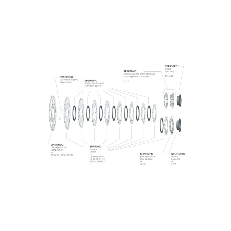 Miche Primato 11 Speed Cassette, Campagnolo, 11/29t