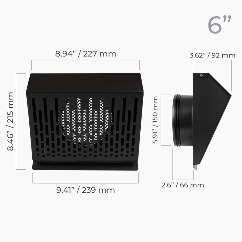HVAC OV 6 Inch Dryer Exhaust Vent Cover with Rubber