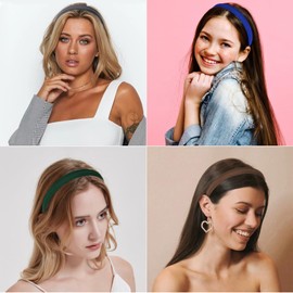 Wecoe 10pcs Pu Leather Headbands Women 0.6 Inch White Pink Brown Coffee Red Purple Green Royal Blue Navy Blue Black Headband Non Slip Fashion Hair Band Hair Accessories Women Girls Diademas Para Mujer