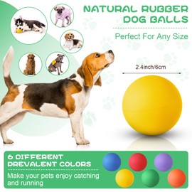 Shappy 24 Pieces Rubber Dog Tennis Balls for Dog Colorful Catching Pet Balls for Fetch Training 2.4 Inch Interactive Bounce and Floatable Toy for Park Beach