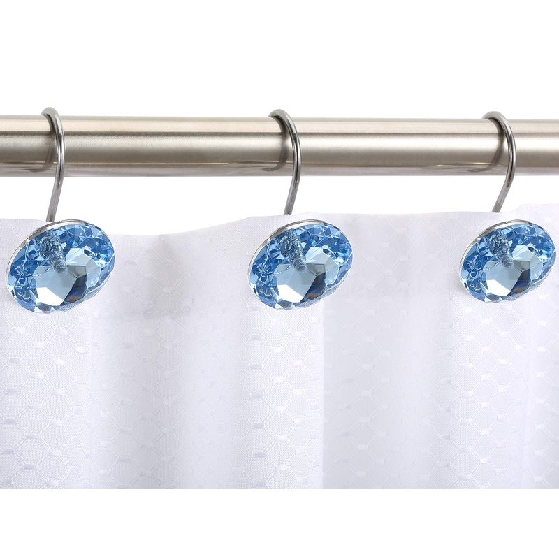 CHICTIE 12pcs Set Clear Big Round Crystal Shower Curtain Hooks