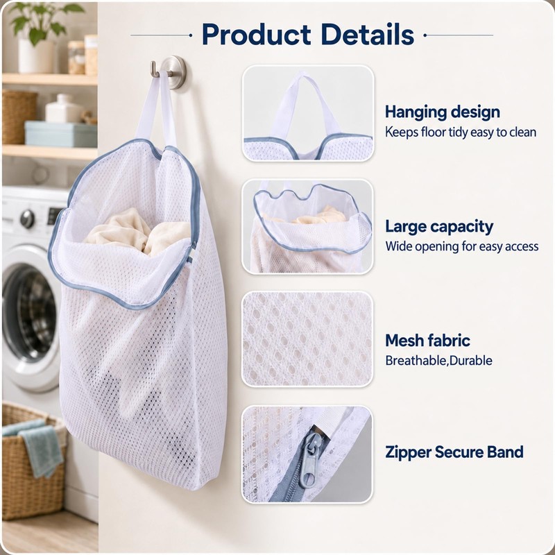 3PCS Mesh Laundry Bags for Delicates, S/M/L 3D Design Delicates