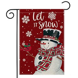 LARMOY Winter Garden Flag Snowman with Let It Snow Cardinal and Snowflake,12×18 Vertical Double Sided,Small Christmas Holiday Decor for Yard Rustic Farmhouse Outdoor
