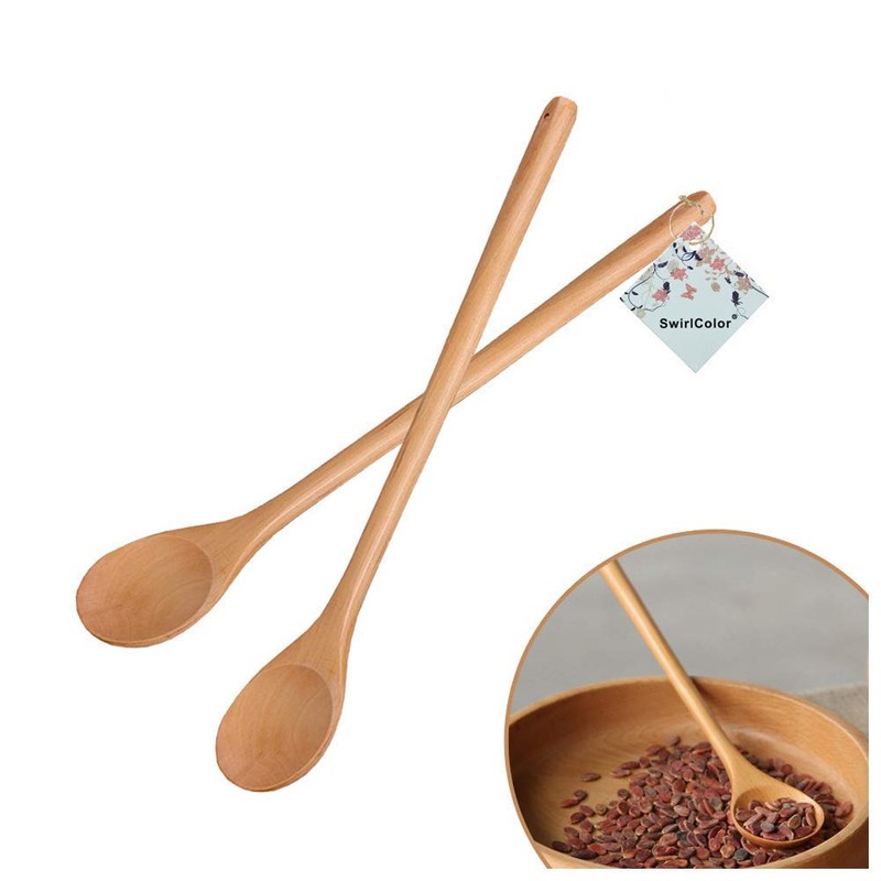 Long Handle Wooden Spoon Cooking Mixing Stirring Multi-Purpose Spoon 13inch-