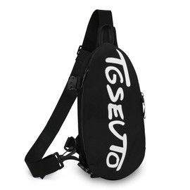 FuninCrea Neck Pouch for Men Women with Badge, 2 Zip Pockets, Shoulder Bag, Casual Crossbody Bag, Men's Sling Bag, Waterproof with Letter and Adjustable Shoulder Strap, black