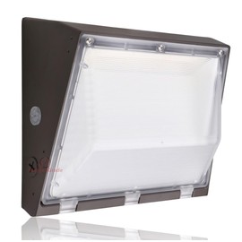 RuggedGrade 60W LED Wall Pack - Durado Blade Series - 8,100 Lumens - 5000K Bright White - Semi Cut-Off - with Photocell - Black Housing - DLC 5.1 Premium