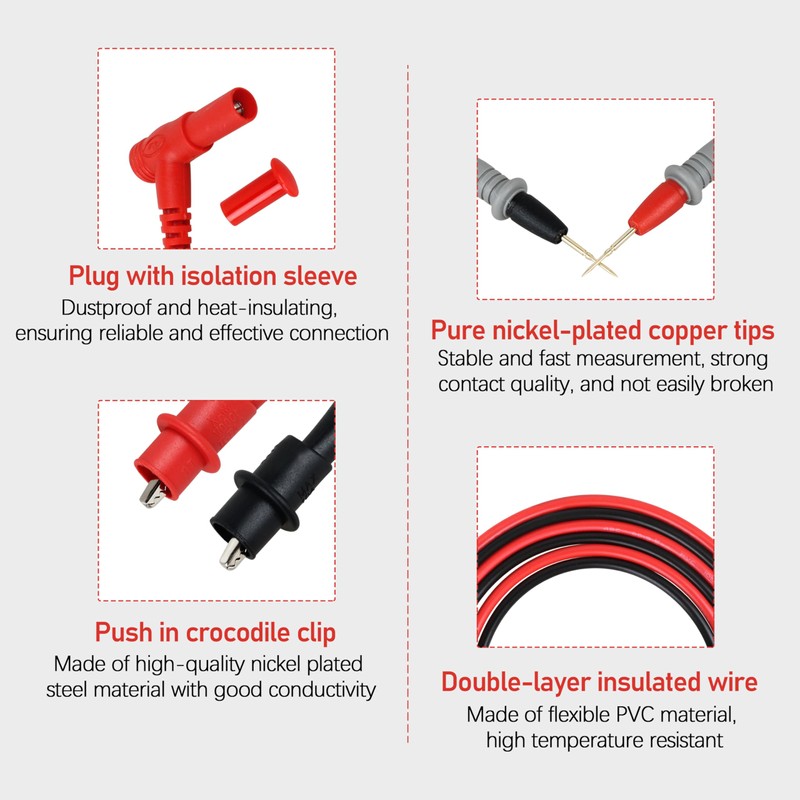 Right Angle Multimeter Leads (40.5"/103cm) for DC 69410 & Compatible
