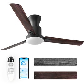 Obabala 52" Outdoor Ceiling Fan, LED Light, Smart Reversible DC Motor, 6 Speeds, Remote & APP Control, Modern Ceiling Fan for Living Room, Covered Porch