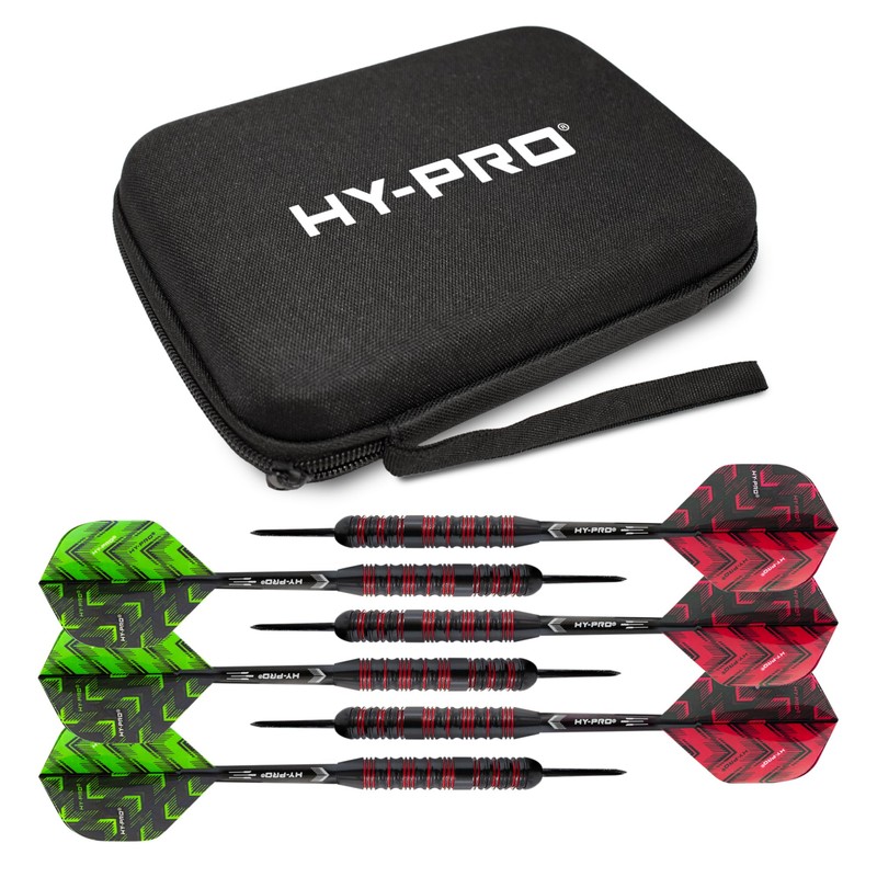 Hy-Pro Darts Set - 22g Steel Tip Darts, 6x Aluminium