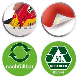 Pritt 9HZRRNHP1X Glue Roller Refill, Non-Permanent for Removable Bonding Tape Length 16 m, Tape Width 8.4 mm, Economy Set with 2 Refillable Rollers and 1 Refill