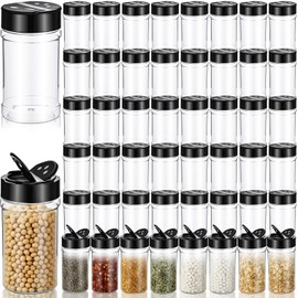 xozeooeu 48 Pack 6 Oz Plastic Spice Jars with Shaker Lids, Clear Empty Seasoning Containers, BPA-Free PET Spice Bottles for Powders & Dry Goods